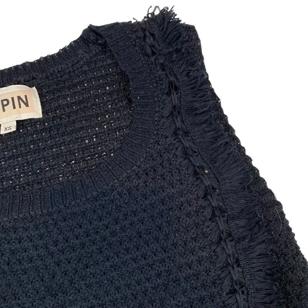 Pepin Sweater Vest Fringe Open Knit XS Anthropolgie